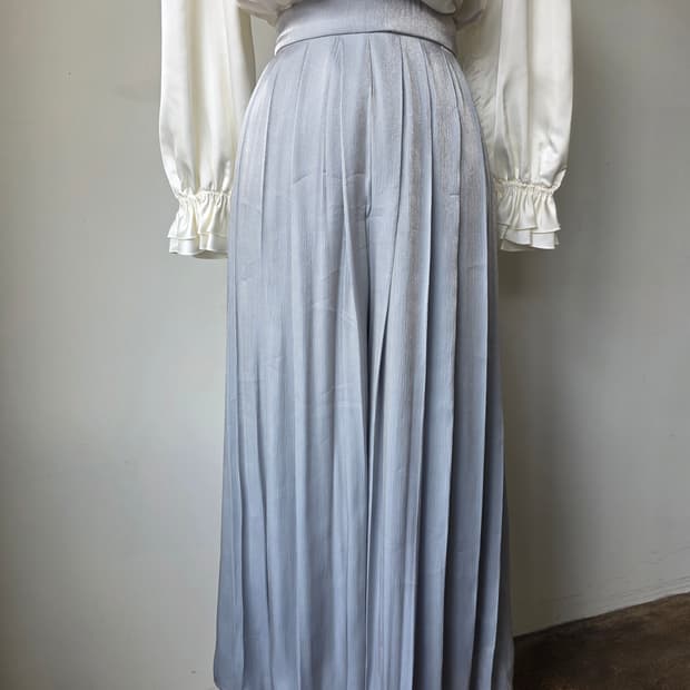 민트 플리츠 팬츠