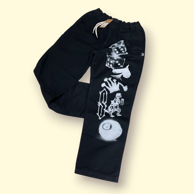 스투시 에어브러쉬 아이콘 비치 팬츠 블랙