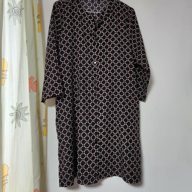 앤디앤카렌 패턴 블랙 롱 셔츠 원피스 F