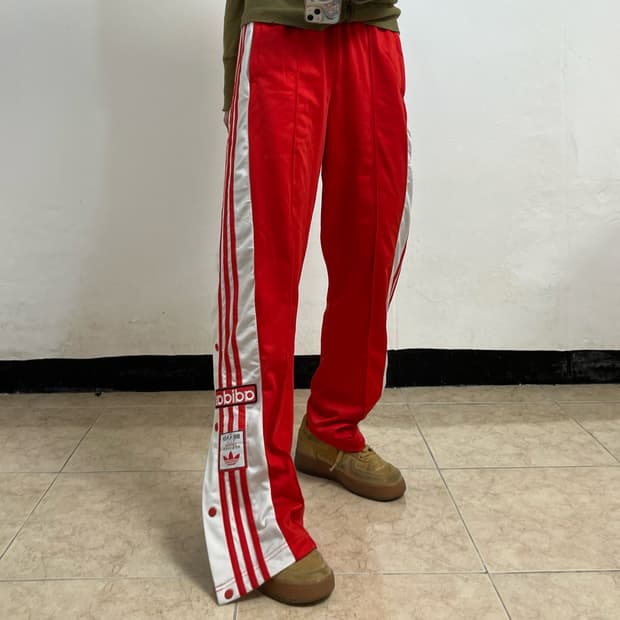 Adidas red break track pants