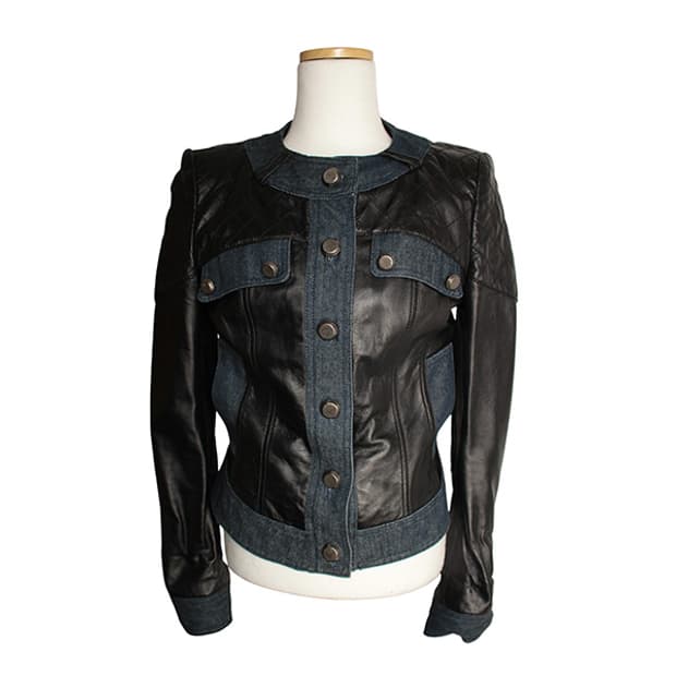 제시뉴욕 블랙 램스킨 데님 트림 자켓 44, 55