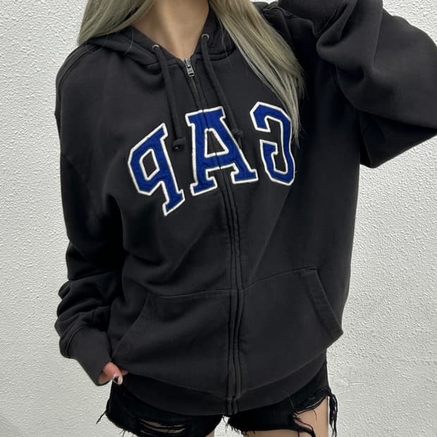 갭 센터로고 딥브라운 후드집업 XXL