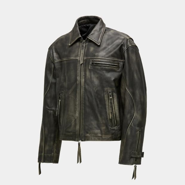 23FW 쿠어 디스트레스드 라이더 레더 자켓