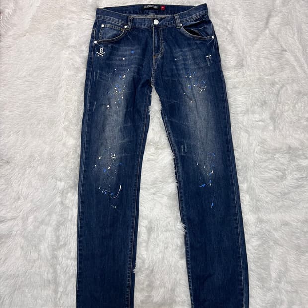 painting splatter denim jeans