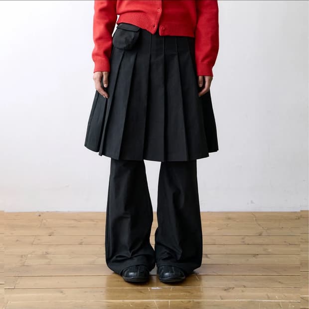 더콜디스트모먼트 TCM skirt layered pants (black)