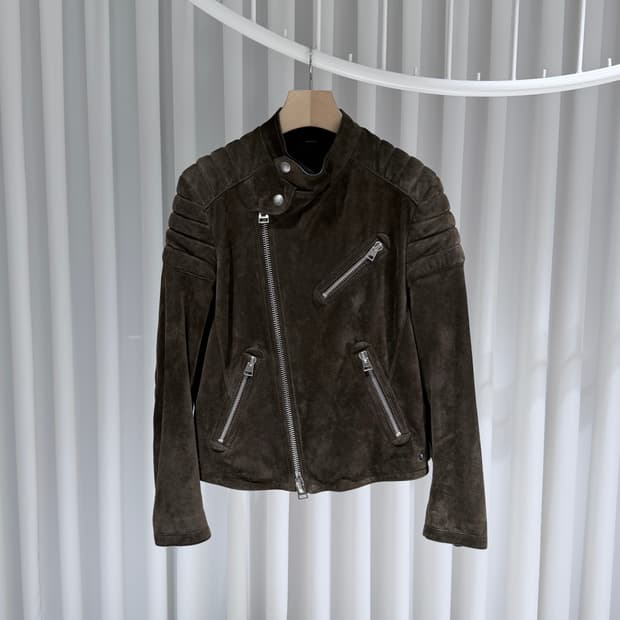 (A+/48) / 톰포드 아이콘 스웨이드 라이더 봄버 블루종 자켓 브라운