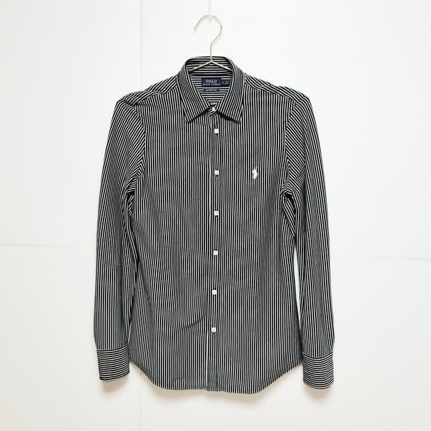 여성 레어 폴로 POLO 스트라이프 니트 드레스 긴팔 셔츠 남방