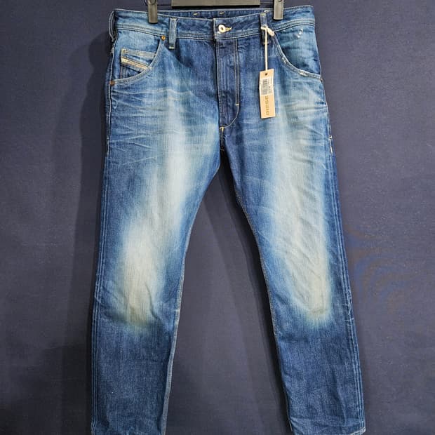 디젤 블루 남성 슬림핏 허리 32 데님팬츠 