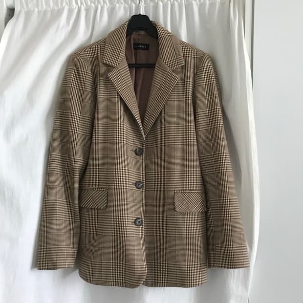 빈티지 체크 블레이저 자켓