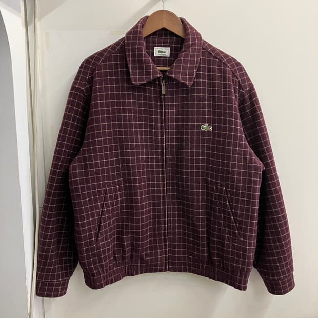 라코스테 체크 누빔 자켓 블루종