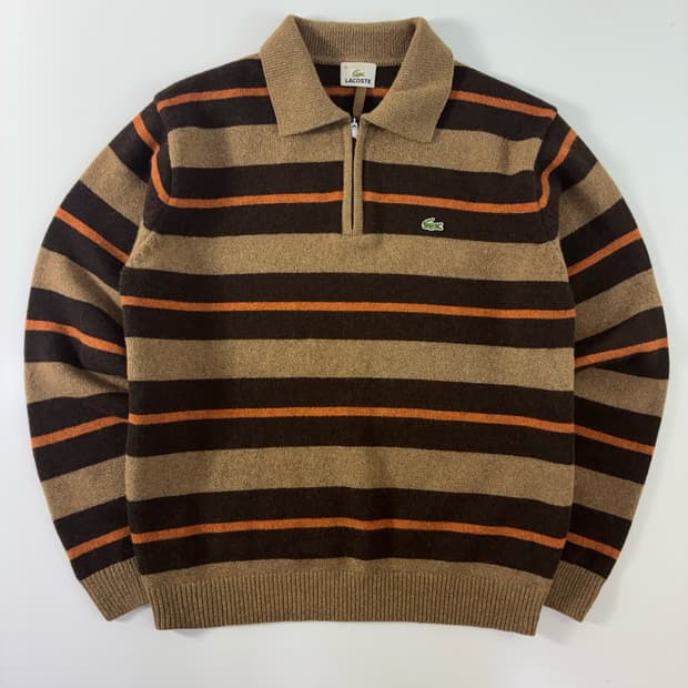 Lacoste  라코스테 카라 스트라이프 울 반집업 니트 