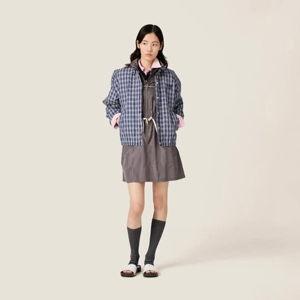 미우미우 25SS 체크 블루종 자켓