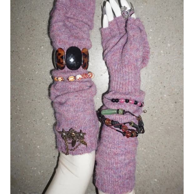 스컬프터 퍼플 울 핑거리스 장갑