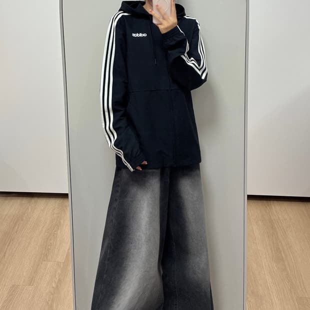 아디다스 블랙 후드 우븐 트랙탑 바람막이 자켓