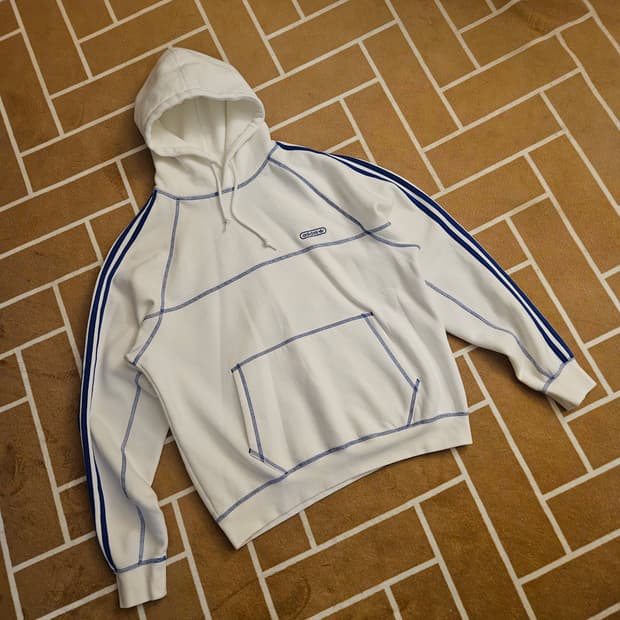 아디다스(Adidas) 블루 스티치 기모 후드 L size