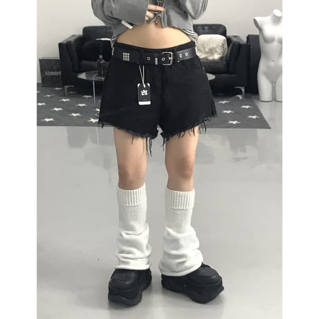 Gu Black Cotton Shorts