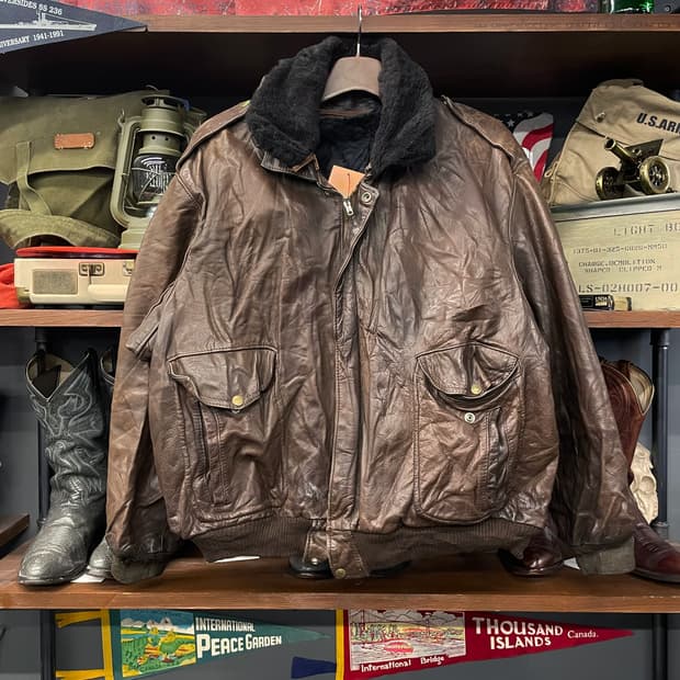 90s USA 빈티지 G-1 항공 봄버 리얼 레더 자켓