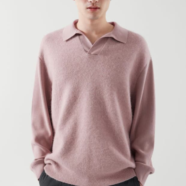 코스 오픈 카라 모헤어 니트