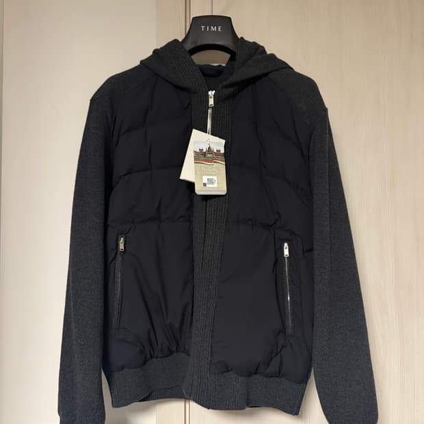 타임옴므 니트 후드 구스다운 패딩 L