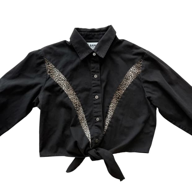 vintage banjo 호피 블랙 크롭 셔츠