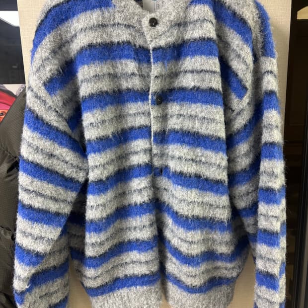 STU X HANK stripe hairy 가디건