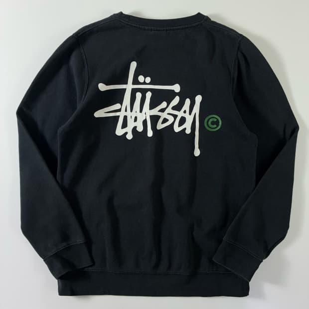 Stussy  스투시 90,s 베이직 스톡로고 블랙 맨투맨 