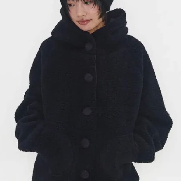 익스파이어드걸 뽀글이 후드 자켓 네이비