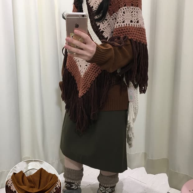 히피 모리 니트 후드 + 크로쉐 케이프