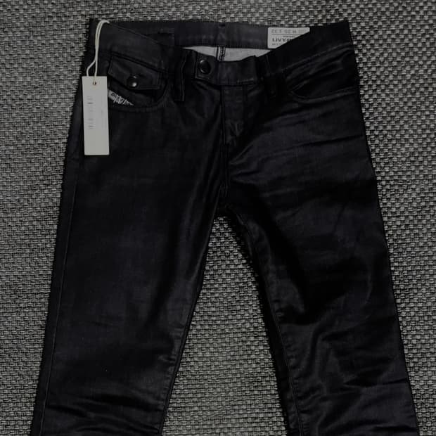 Diesel wax coated black denim