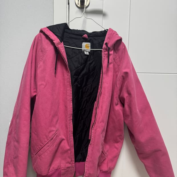 칼하트 빈티지 핑크 후드 워크패딩자켓
