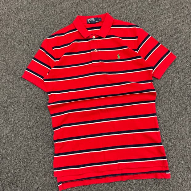 S)폴로랄프로렌 빈티지 스트라이프 패턴 여성 카라 반팔