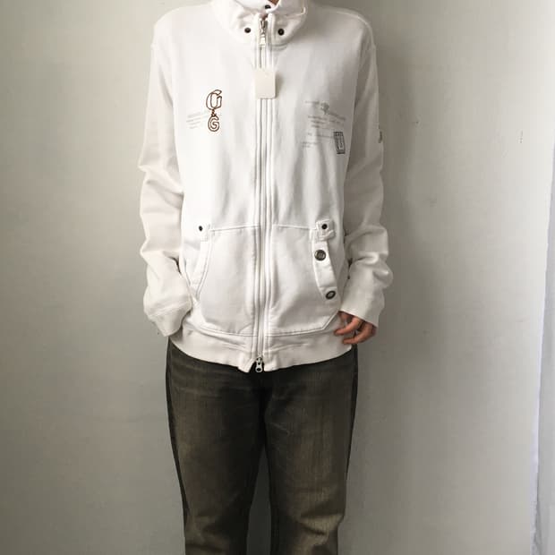 High neck cotton zip up
