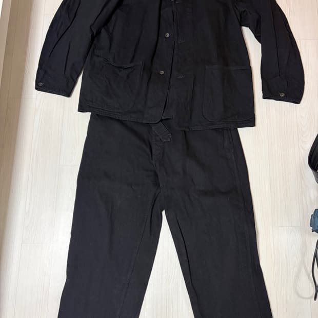 코모리 데님 워크셋업 자켓+벨티드팬츠 