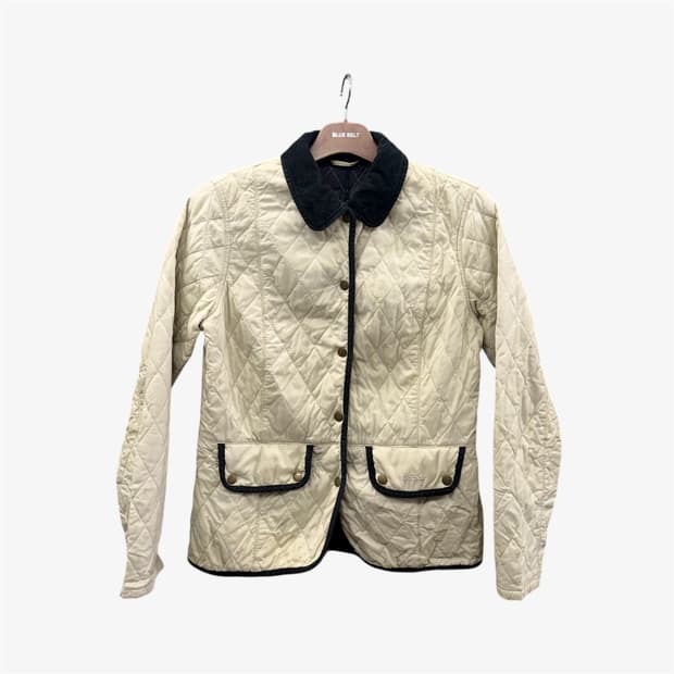 바버 코듀로이 카라 퀼팅자켓 기모안감 투포켓 금장단추 디테일 아이보리