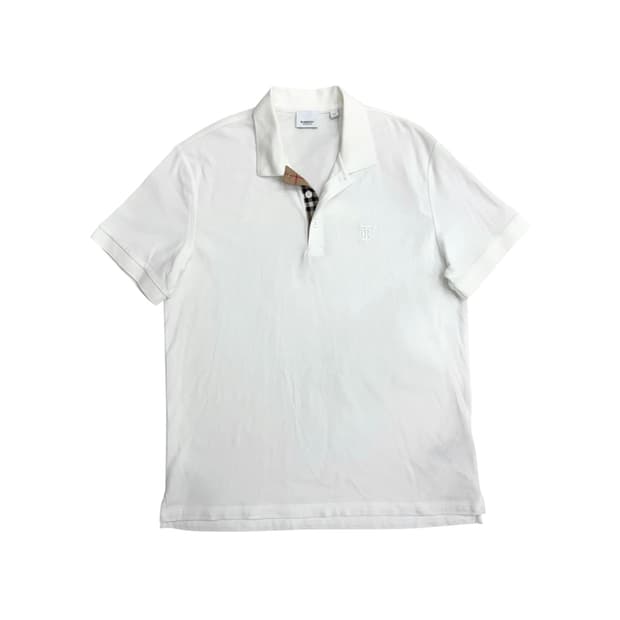 버버리 TB 모노그램 화이트 반팔 카라티 pk티 티셔츠 xl