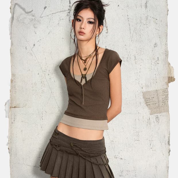 shop cor 로우픽셀 레이스 슬림티