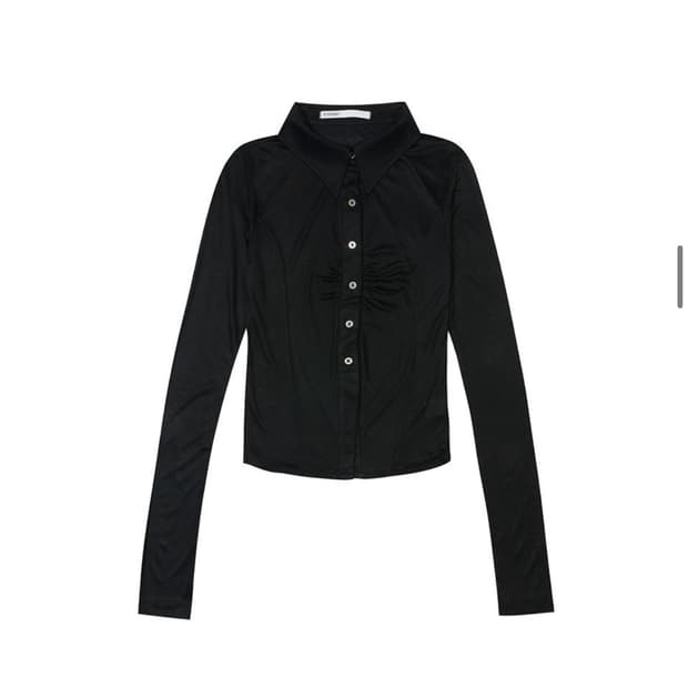 보헤미안서울 셔링 카라 셔츠 블랙