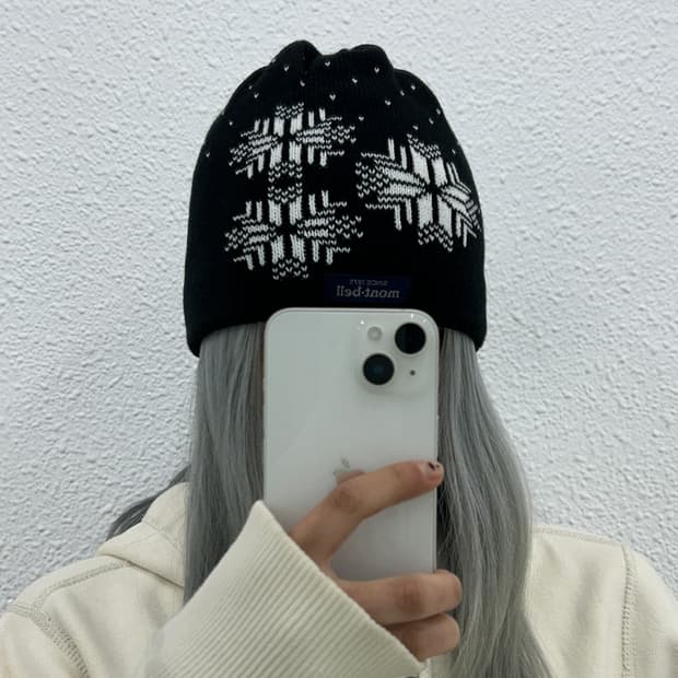 몽벨 눈꽃 블랙 비니