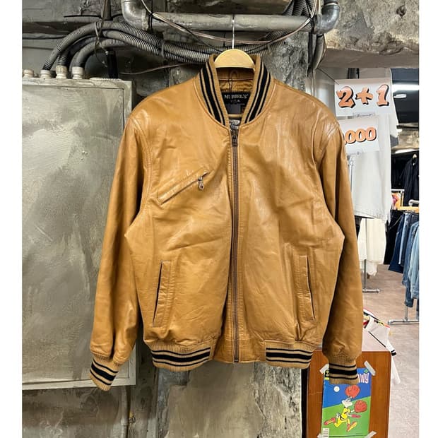 빈티지 양가죽 레더 자켓 카멜 2XL #csz3961