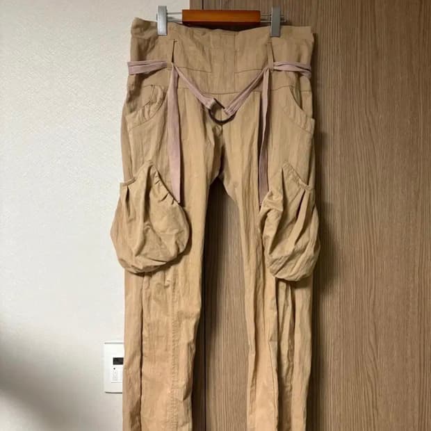 일본 빈티지 와이드 카고 스트랩 팬츠