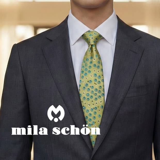 밀라숀 실크 그린 패턴 넥타이 9cm A+등급 A19888