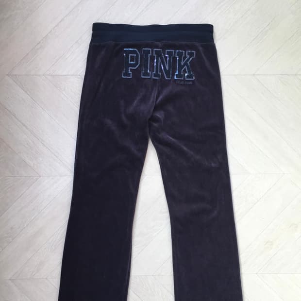 Navy Velvet  Pants  Sequin Patch Detail