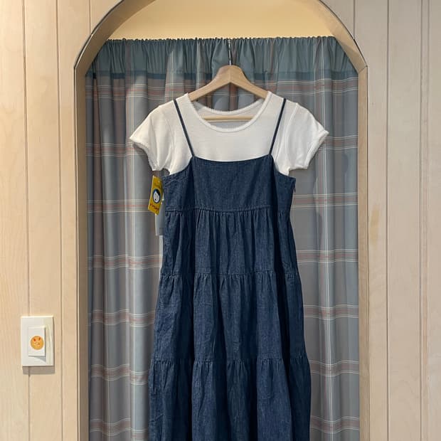 일본빈티지 모리걸 데님캉캉롱원피스