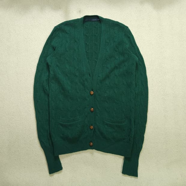 폴로 랄프 로렌 캐시미어 케이블 가디건 S