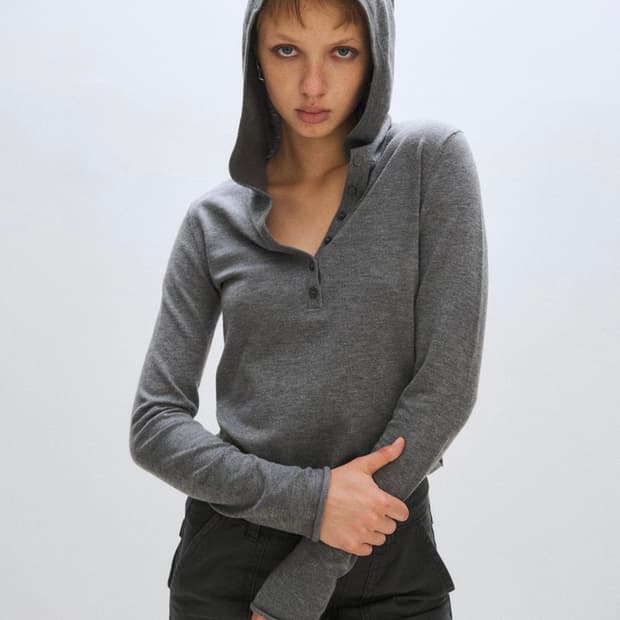 plzproject open hood knit