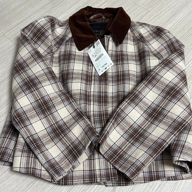 새상품) 자라 브라운 체크 자켓 S 사이즈 급처