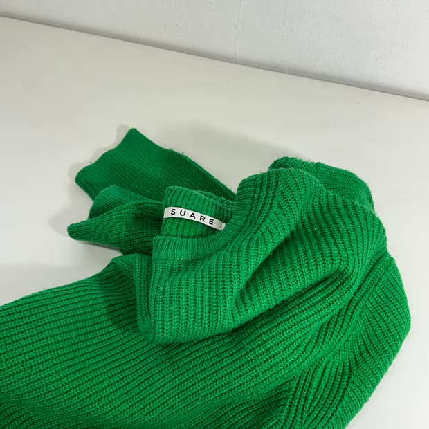 L-XL 수아레 보테가그린 루즈오버핏 라운드와플니트