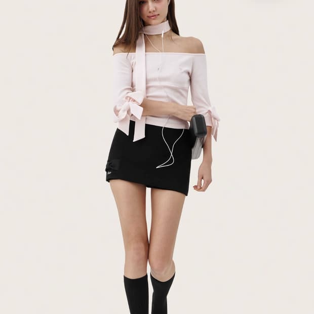 클리시어 Bow Me mini skirt, Black