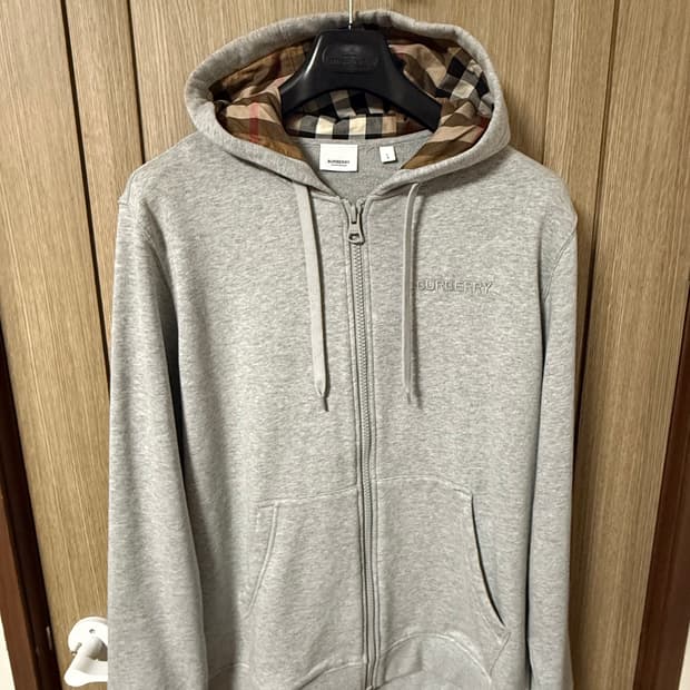 버버리 HOVE 레터링 로고 체크 후드집업 L