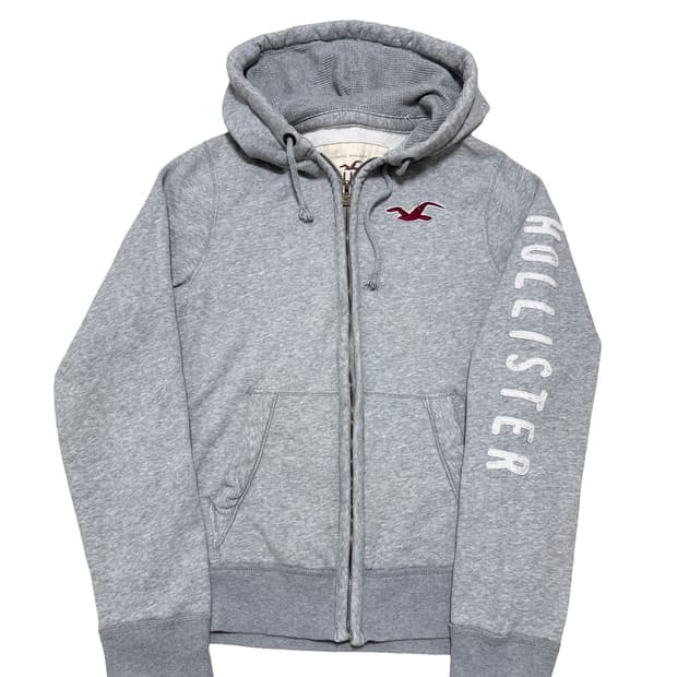 홀리스터 스펠로고 회색 후드집업